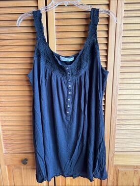 Eileen West Dark Gray Lace-Trim Chemise Nightgown